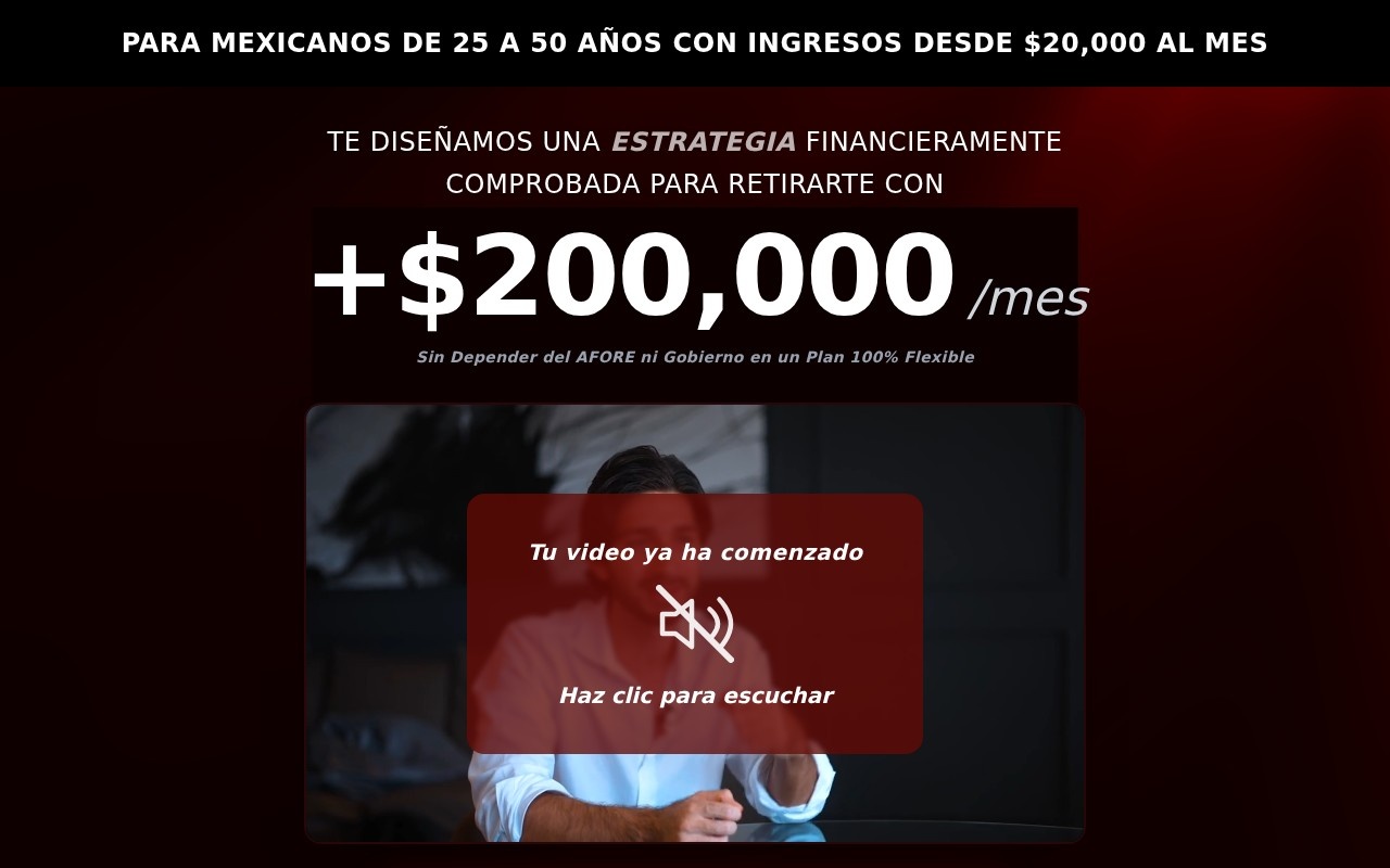 Landing page de Emiliano Villarreal para captar prospectos de planes de retiro